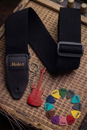 Midex ASM-26BK Gitar Omuz Askısı Siyah Renk 89-155cm (Pena Hediye)