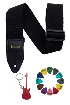 Midex ASM-26BK Gitar Omuz Askısı Siyah Renk 89-155cm (Pena Hediye)