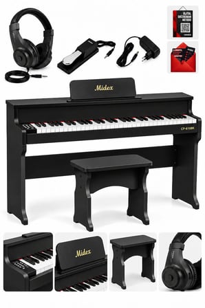 Midex CP-610BK Çocuk Piyanosu 8-14 Yaş 61 Tuşlu Bluetooth'lu Tuş Hassasiyetli