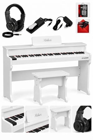 Midex CP-610WH Çocuk Piyanosu 8-14 Yaş 61 Tuşlu Bluetooth'lu Tuş Hassasiyetli