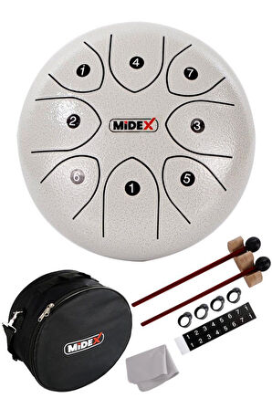 Midex TD-88WH Çelik Dil Davul Handpan 8 İnç 8 Ton Steel Tongue Drum Full Set