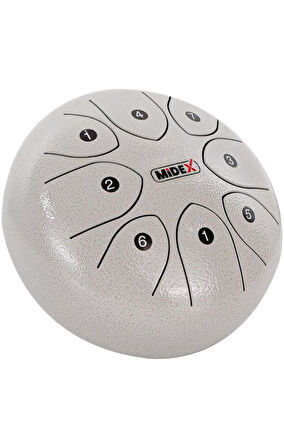 Midex TD-88WH Çelik Dil Davul Handpan 8 İnç 8 Ton Steel Tongue Drum Full Set