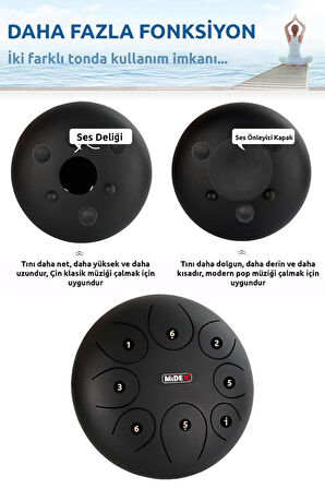 Midex TD-108BK Çelik Dil Davul Handpan 10 İnç 8 Ton Steel Tongue Drum Full Set