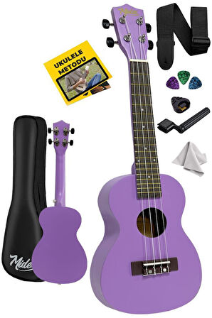 Midex UKX-233PRP Mor Concert Ukulele (Askı Çanta Metod Pena)