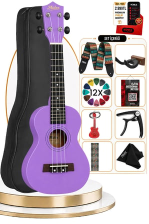 Midex UKX-233PRP Mor Concert Ukulele (Askı Çanta Pena)