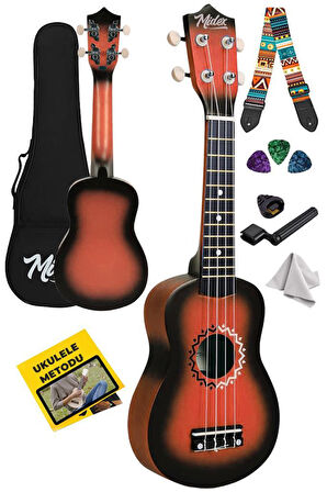 Midex UKX-500RD Sunburs Efektli Maun Soprano Ukulele Full Set