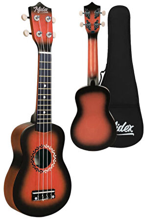 Midex UKX-500RD Sunburs Efektli Maun Soprano Ukulele Full Set