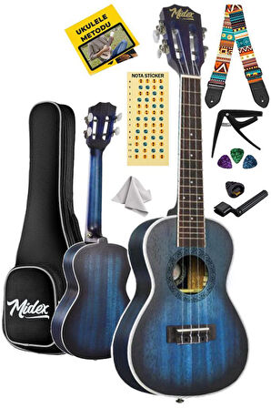 Midex CN-23 Yüksek Kaliteli Masif Ağaç Concert Ukulele Seti