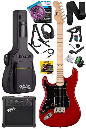 Midex RPH-31RD-25AMP Solak Elektro Gitar 25W Amfili Full Set