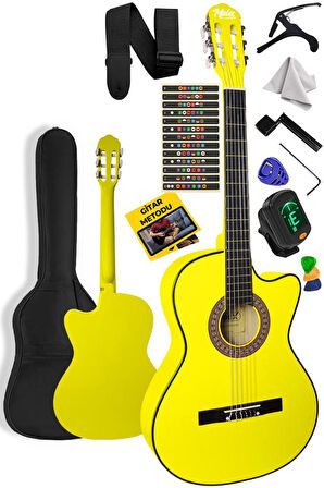 Midex CG-395YLW Klasik Gitar 4/4 Sap Ayarlı Kesik Kasa Full Set (Çanta Askı Tuner Metod Pena)