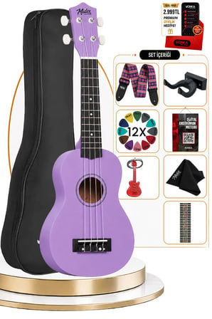 Midex UKX-901PRP Mor Soprano Ukulele (Askı Çanta Metod Pena)