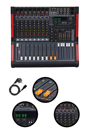 Maxword DC08-PRO 2x99 DSP Efekt Ses Mikseri 8 Kanal Deck Mixer