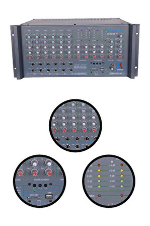 Startech Quadro Q6-1200 USB 4x300W 4 Çıkışlı Power Mixer Anfi