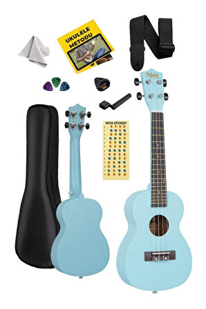 Midex UKX-233LTB Açık Mavi Concert Ukulele (Askı Çanta Metod Pena)
