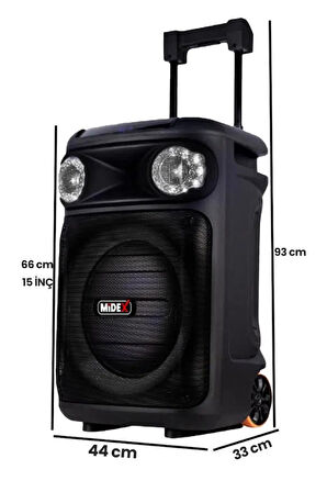 Midex 1300 Watt Ekholu Kablosuz Mikrofonlu Şarjlı Mevlüt Anfisi MXR-1300 (Bluetoth Usb)