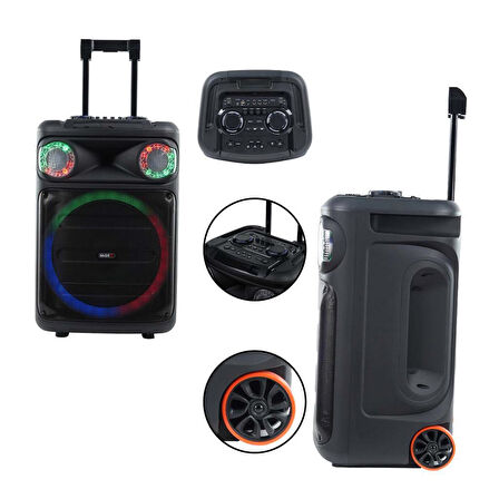 Midex MXR-1300HX Taşınabilir Seyyar Portatif 3 Mikrofonlu Şarjlı Ses Sistemi Hoparlör (1300 Watt)