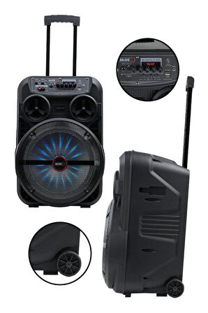 Midex 280 Watt Portatif Taşınabilir Karaoke Eğlence Mikrofonlu Ses Sistemi MXR-280 (Bluetooth Kayıt Usb Şarjlı)
