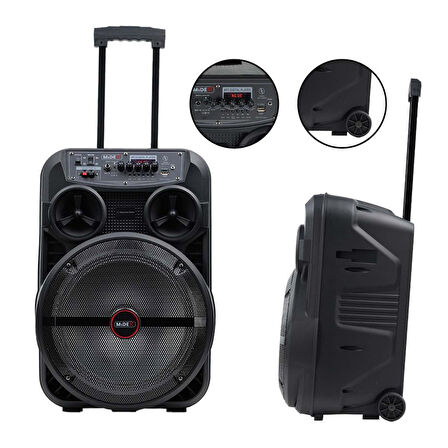 Midex MXR-280SXC Taşınabilir Seyyar Portatif 3 Mikrofonlu Şarjlı Ses Sistemi Hoparlör (280 Watt)