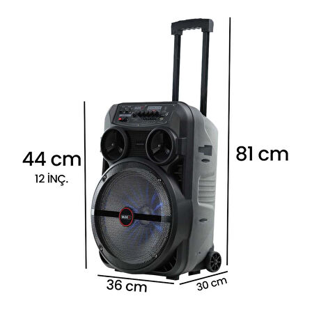 Midex MXR-280SXC Taşınabilir Seyyar Portatif 3 Mikrofonlu Şarjlı Ses Sistemi Hoparlör (280 Watt)