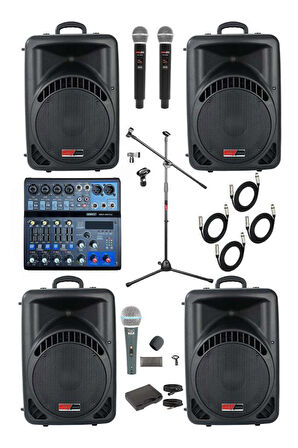  Lastvoice Ample Center Paket-4 Aktif hoparlör ve Mixer Full Ses Sistemi Seti