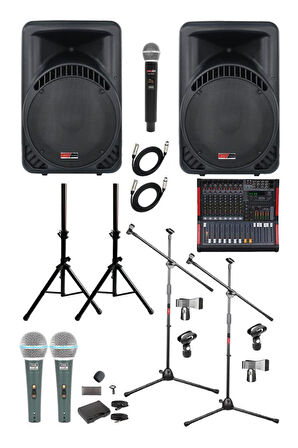  Lastvoice Ample Classy-Paket-2 Aktif hoparlör ve Mixer Full Ses Sistemi Seti