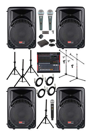  Lastvoice Ample Classy-Paket-4 Aktif hoparlör ve Mixer Full Ses Sistemi Seti