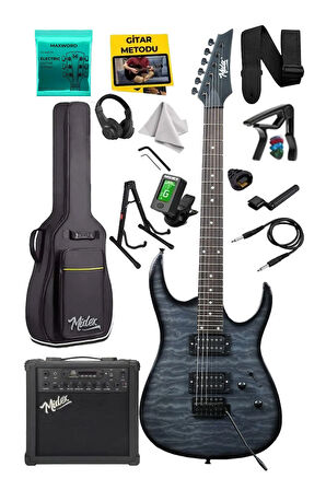 Midex Crade-25AMP Grey Rosewood Super Strat Kasa HH Yüksek Kaliteli 25W Amfili Elektro Gitar Seti
