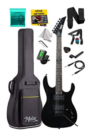 Midex Crade Black Rosewood Klavye Super Strat Kasa HH Yüksek Kaliteli Elektro Gitar