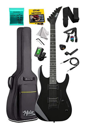 Midex Crade Black Rosewood Klavye Super Strat Kasa HH Yüksek Kaliteli Elektro Gitar