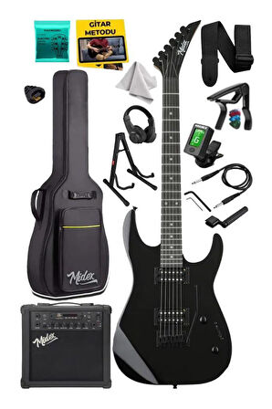 Midex Crade-25AMP Black Rosewood Super Strat Kasa HH Yüksek Kaliteli 25W Amfili Elektro Gitar Seti