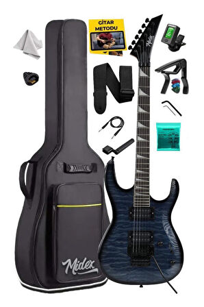 Midex Crade Blue Rosewood Klavye Super Strat Kasa HH Yüksek Kaliteli Elektro Gitar