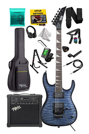 Midex Crade-25AMP Blue Rosewood Super Strat Kasa HH Yüksek Kaliteli 25W Amfili Elektro Gitar Seti