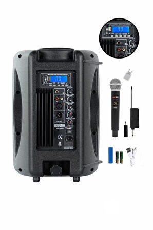 Lastvoice Ample-08AP Taşınabilir Seyyar Portatif Mikrofonlu Elektrikli Ses Sistemi Hoparlör (450 Watt)