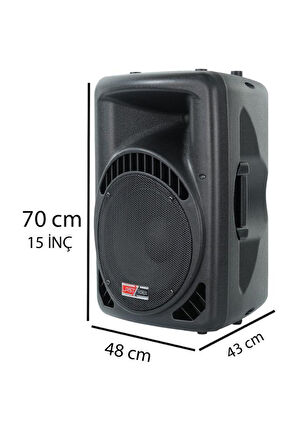 Lastvoice Ample-15AP Taşınabilir Seyyar Portatif Mikrofonlu Elektrikli Ses Sistemi Hoparlör (1000 Watt) 