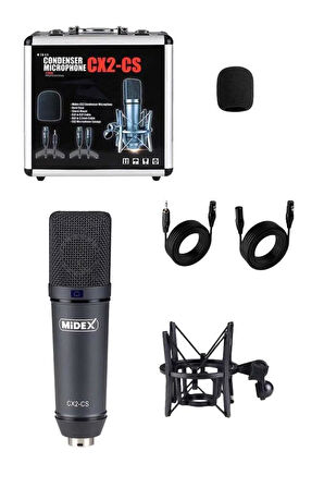 Midex CX2-Q Pro Set Üst Seviye Condenser Stüdyo Ses Kayıt Mikrofonu Standı Seti