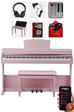 Rennes CL-340PK Tuş Hassasiyetli 88 Tuş Dijital Piyano Profesyonel Pembe