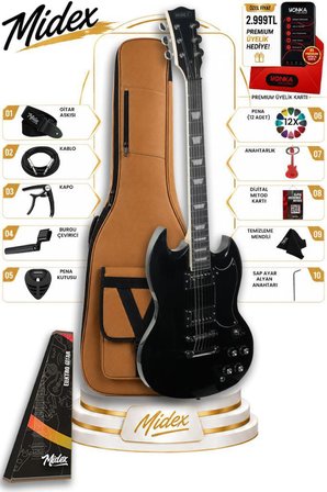 Midex SG-Special-BK Profesyonel SG Kasa HH Elektro Gitar Seti Siyah