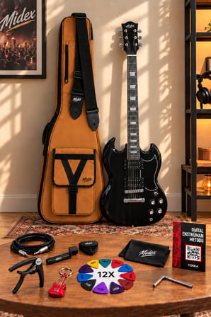 Midex SG-Special-BK Profesyonel SG Kasa HH Elektro Gitar Seti Siyah