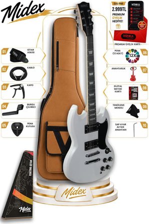 Midex SG-Special-WH Profesyonel SG Kasa HH Elektro Gitar Seti Beyaz