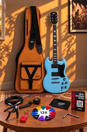 Midex SG-Special-LTB Profesyonel SG Kasa HH Elektro Gitar Seti Turkuaz