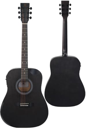Maxword Luxury HCR-450BK-EQ Half Cutaway Elektro Akustik Gitar Seti Siyah