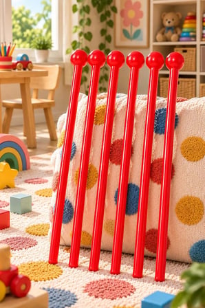 Midex Orf-TFK-23RD 3X Kırmızı Çocuk Davulu Tokmağı 23 cm Ritim Çubuğu Örf Aleti (Karbon Fiber)