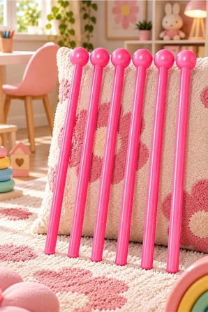 Midex Orf-TFK-23PK 3X Pembe Çocuk Davulu Tokmağı 23 cm Ritim Çubuğu Örf Aleti (Karbon Fiber)