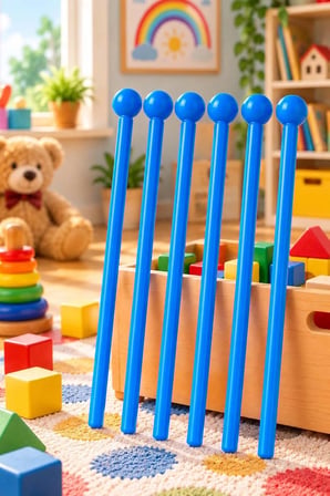 Midex Orf-TFK-23LBL 3X Açık Mavi Çocuk Davulu Tokmağı 23 cm Ritim Çubuğu Örf Aleti (Karbon Fiber)