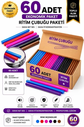 Midex Orf-BT-25-30X Örf Aletleri Seti Ritim Çubuğu Paketi 25 cm Karbon Fiber Toptan Paket-4 (30 Çift)