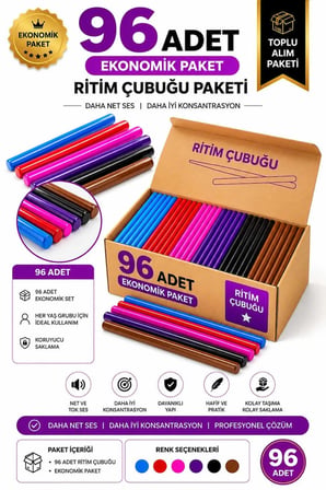 Midex Orf-BT-25-48X Örf Aletleri Seti Ritim Çubuğu Paketi 25 cm Karbon Fiber Toptan Paket-5 (48 Çift)
