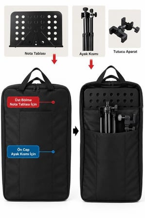 Lastvoice NT-106CS-5X Taşıma Çantalı 5'li Makaslı Nota Sehpası Paketi