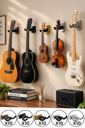 Lastvoice EDS-666-50X Kaliteli 50'li Enstrüman Duvar Askısı Standı Aparatı Toptan Paket-1 (Gitar, Ukulele, Keman, Bağlama Uyumlu)