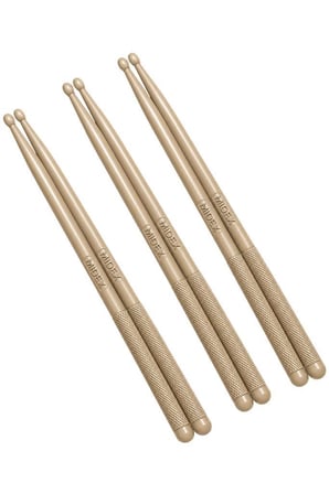 Midex GFK-801WD-3X 5A Bateri Baget Kırılmaz Polyemid Ahşap Renk Davul Bageti 5A Drumsticks 6 Adet (3 Çift)
