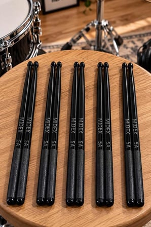 Midex GFK-901BK-5X PRO 5A Profesyonel Kırılmaz Baget Fiber Karbon Drumsticks Siyah Bateri Bageti (5 Çift)